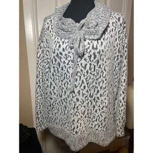 Chances R Womens Cheetah Print Cowl Neck Sweater Pullover Top Size L